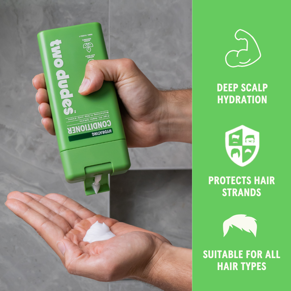 Two Dudes conditioner benefits panel