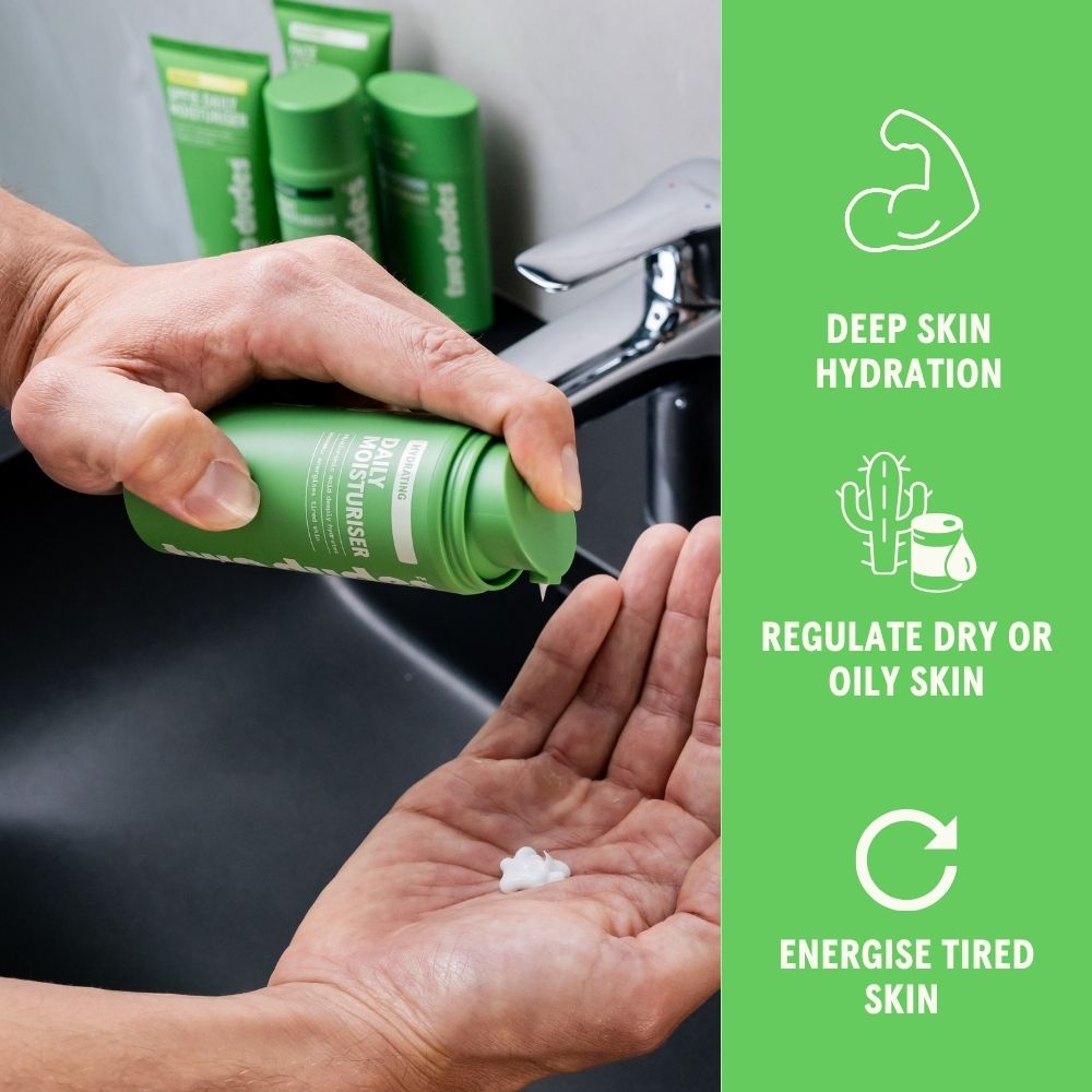 Two Dudes daily moisturiser benefits panel