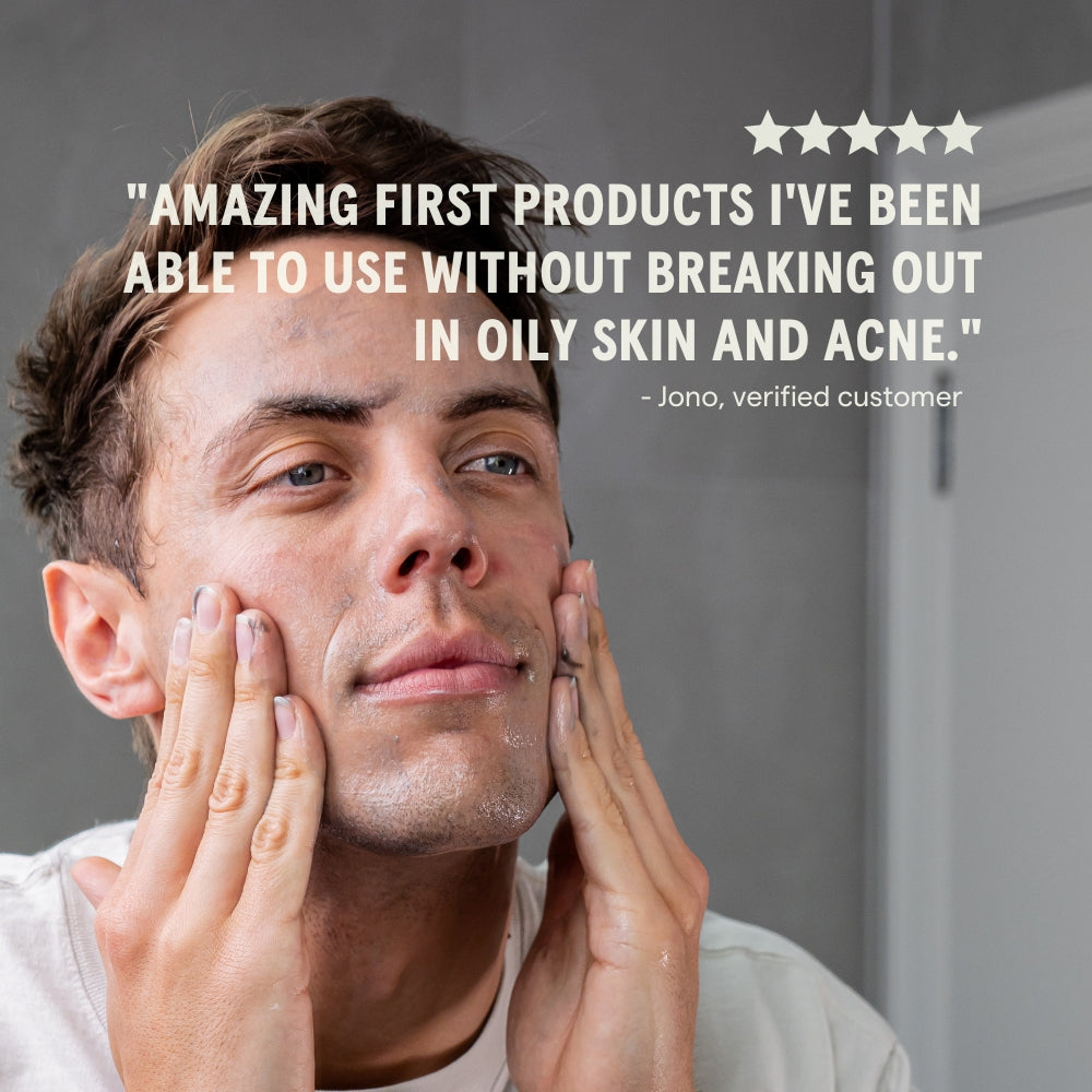 Two Dudes face scrub customer review card