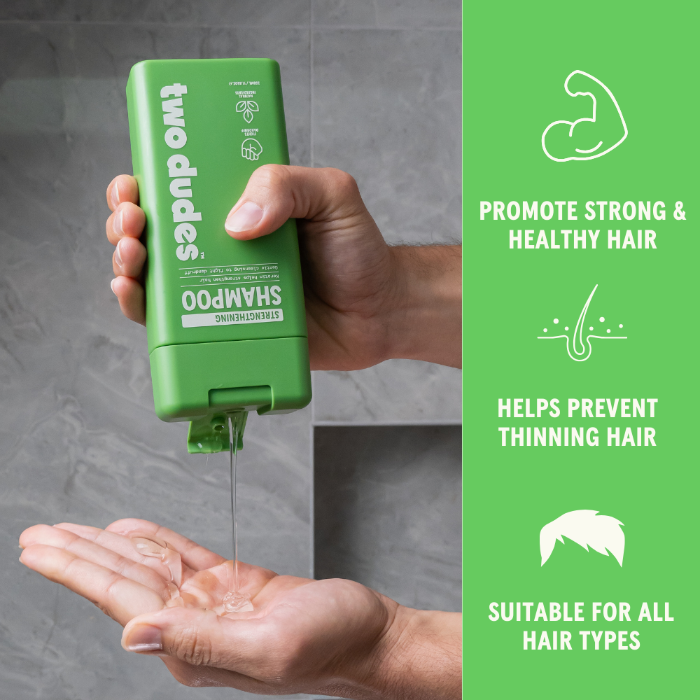 Two Dudes shampoo benefits panel