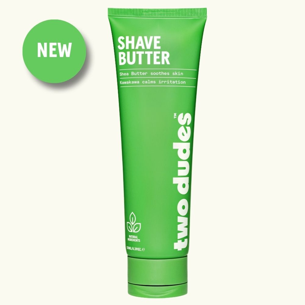 Two Dudes shave butter pack shot